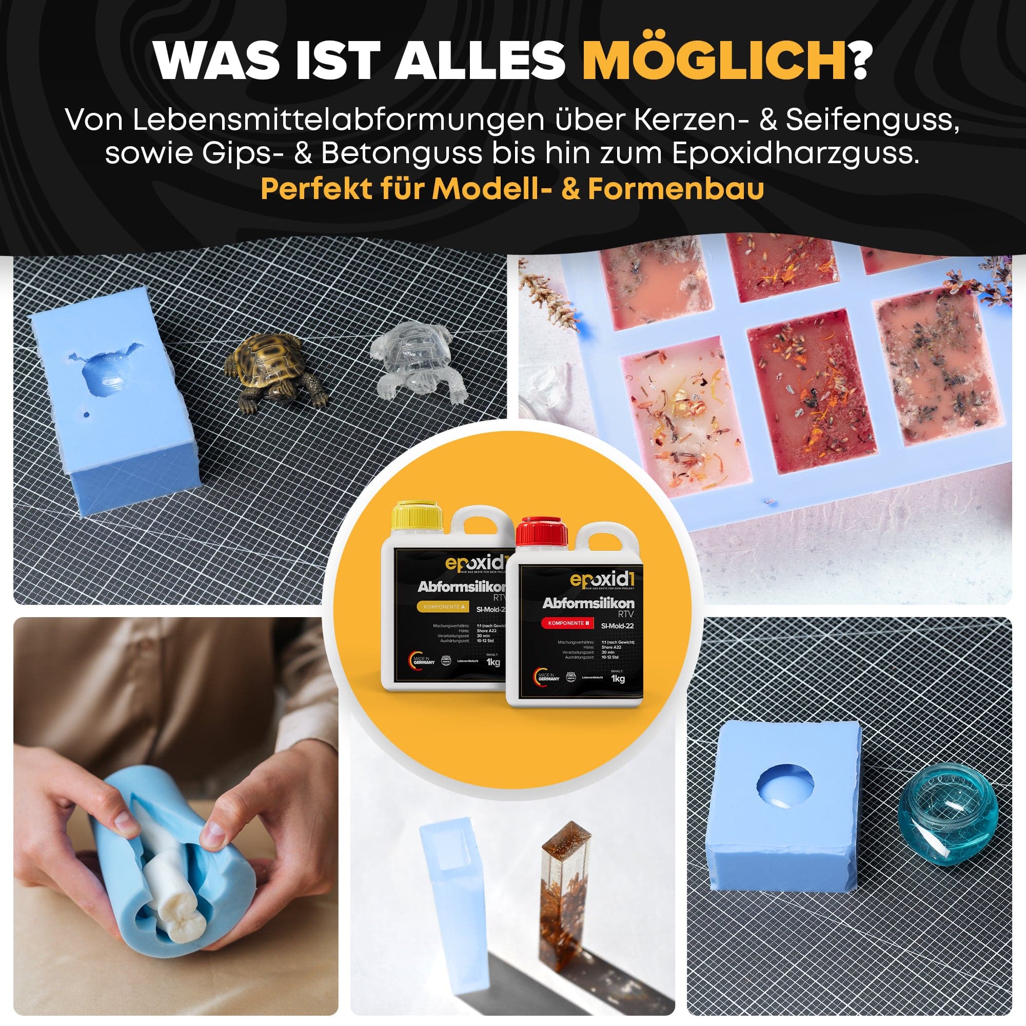 Abformsilikon für Gips, Seife, Beton und Epoxidharz