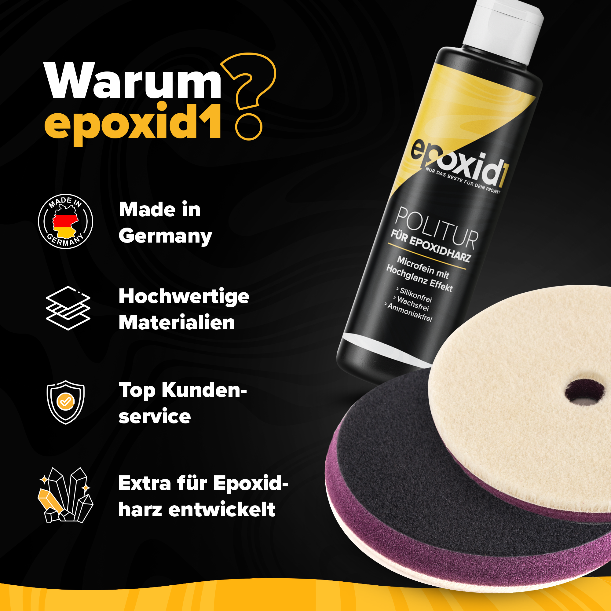 Politur Bundle - Polierpaste 250ml + 2x Kurzfell Polierpad