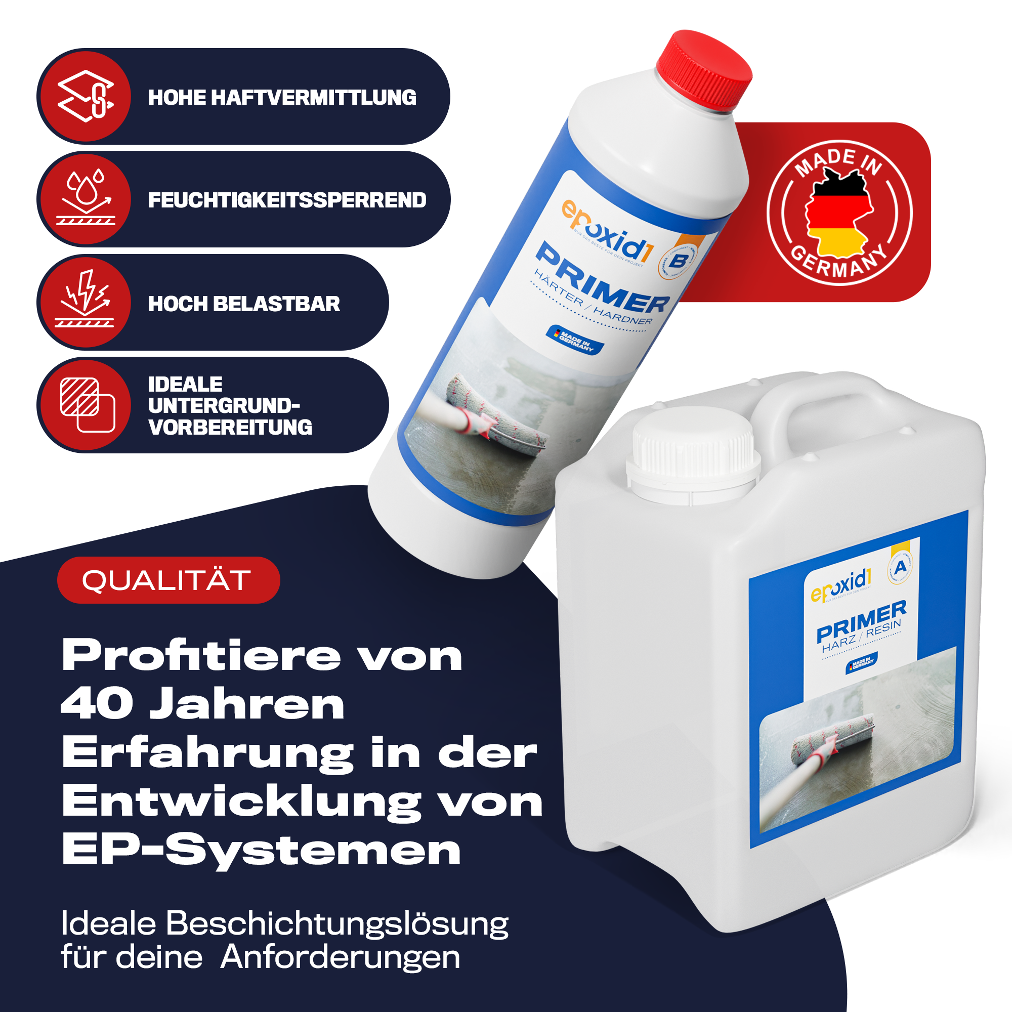 epoxid1 Bodenbeschichtung ist feuchtigkeitssperrend, hoch belastbar und die ideale Vorbereitung für eine Bodenbeschichtung