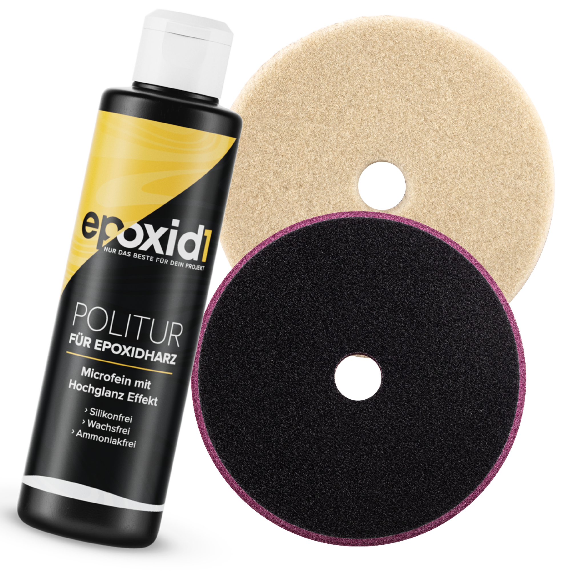 Politur Bundle - Polierpaste 250ml + 2x Kurzfell Polierpad